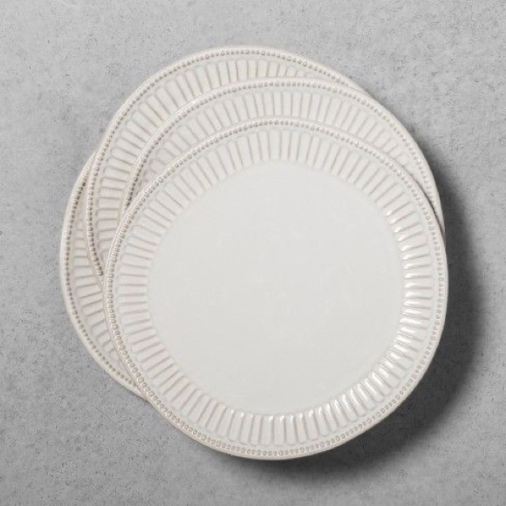 Stoneware Debossed Dinner Plates from Hearth & Hand with Magnolia - Set of 4 NIB